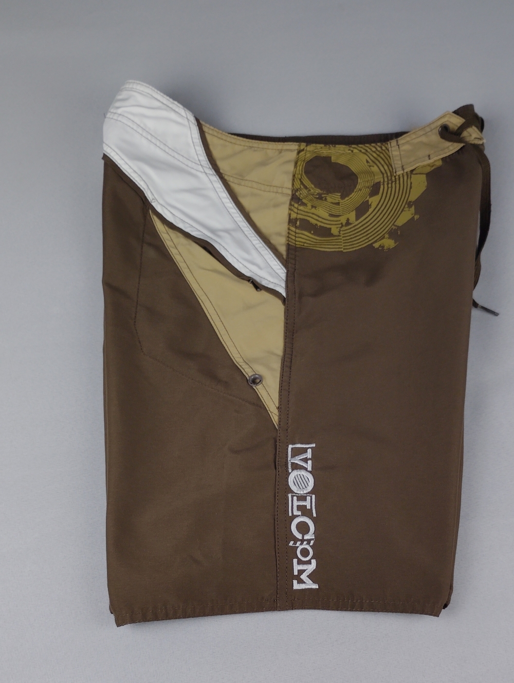 Volcom Brown and Cream Men's Swim Board Shorts